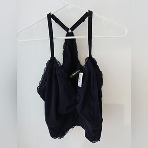 Navy Blue Lace Trim Loungewear Top Size 3 NWT